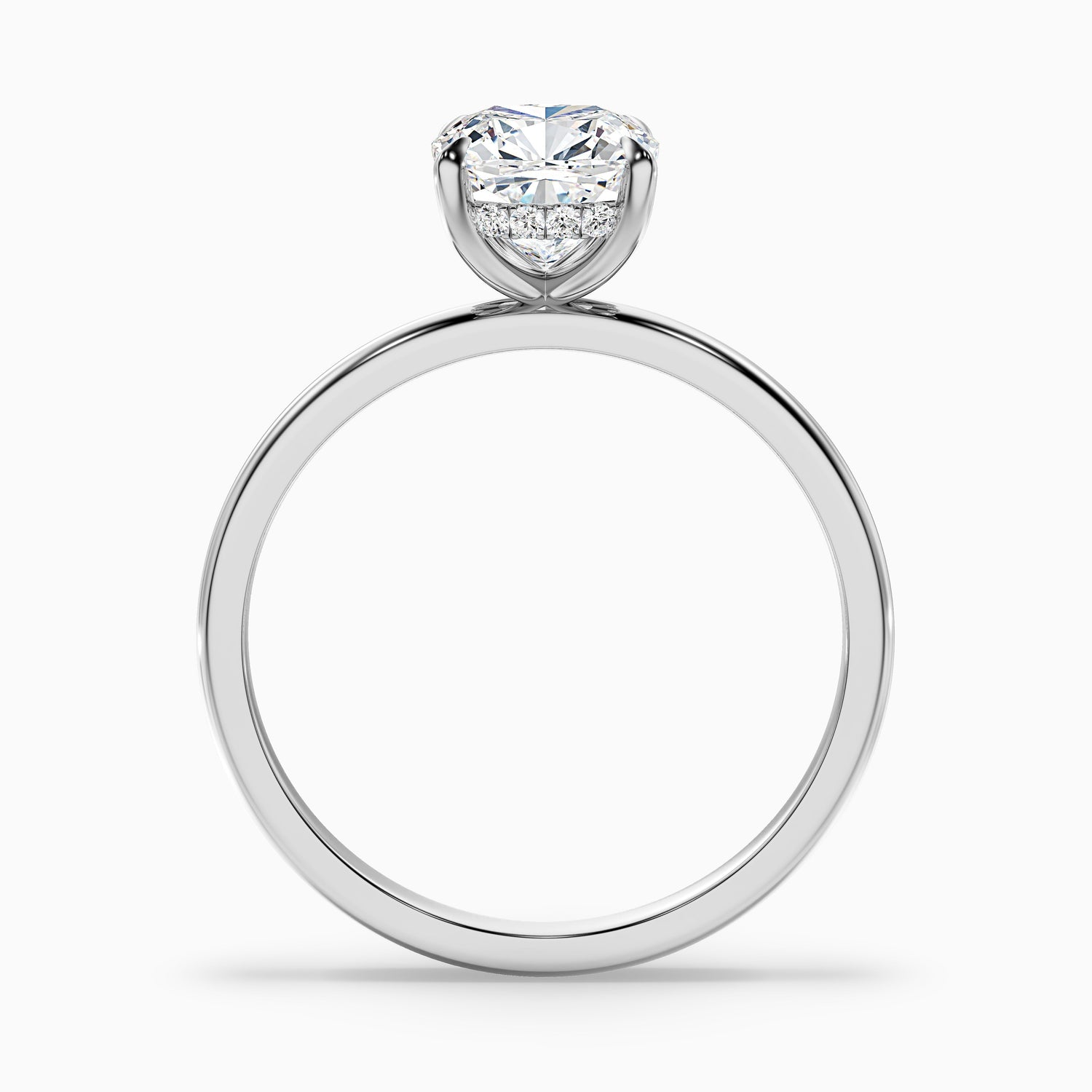 Kyla 5.5 Carat Cushion Cut Hidden Halo Moissanite Diamond Ring in 18k White Gold