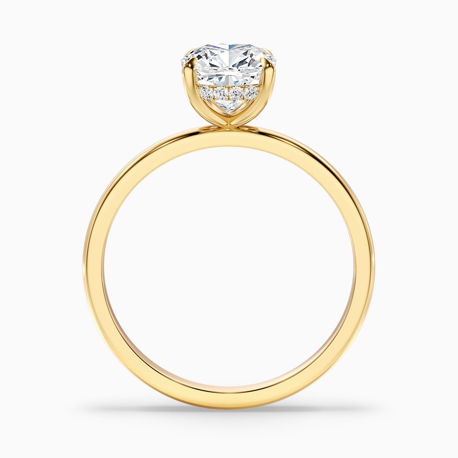 Kyla 2.5 Carat Cushion Cut Hidden Halo Moissanite Diamond Ring in 14k Yellow Gold