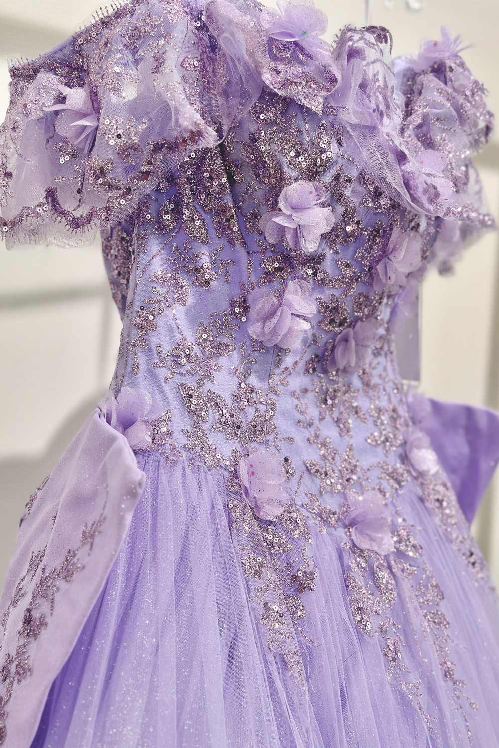 Ladivine 15701 Floral Off the Shoulder A-line Quince Ball Gown by DiscountDressShop