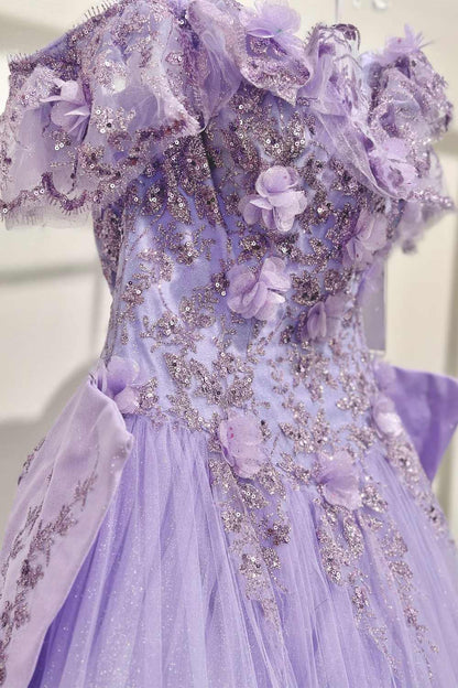 Ladivine 15701 Floral Off the Shoulder A-line Quince Ball Gown by DiscountDressShop