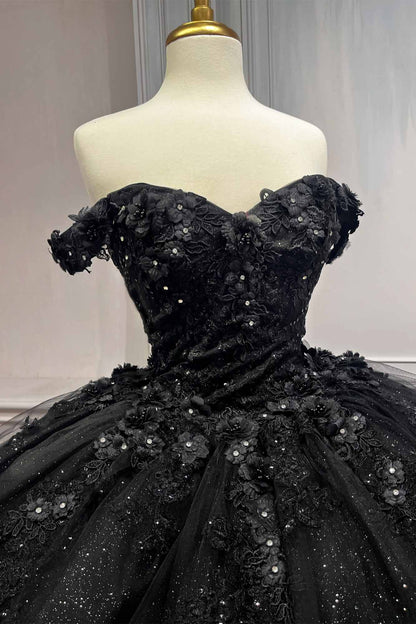 Ladivine 15702 Floral Off the Shoulder Floral Quince Ball Gown by DiscountDressShop