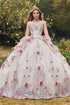 Ladivine 15703 Layered Tulle Quince Ball Gown With Foral Applique by DiscountDressShop