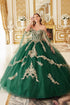 Ladivine 15711 Off the Shoulder Glitter Tulle A-Line Ball Gown Removable Cape by DiscountDressShop