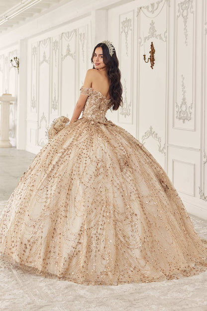 Ladivine 15712 Long Off the Shoulder Corset Poofy Quinceanera Dress by DiscountDressShop