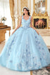 Ladivine 15713 Long Off the Shoulder A-Line Floral Applique Ball Gown by DiscountDressShop