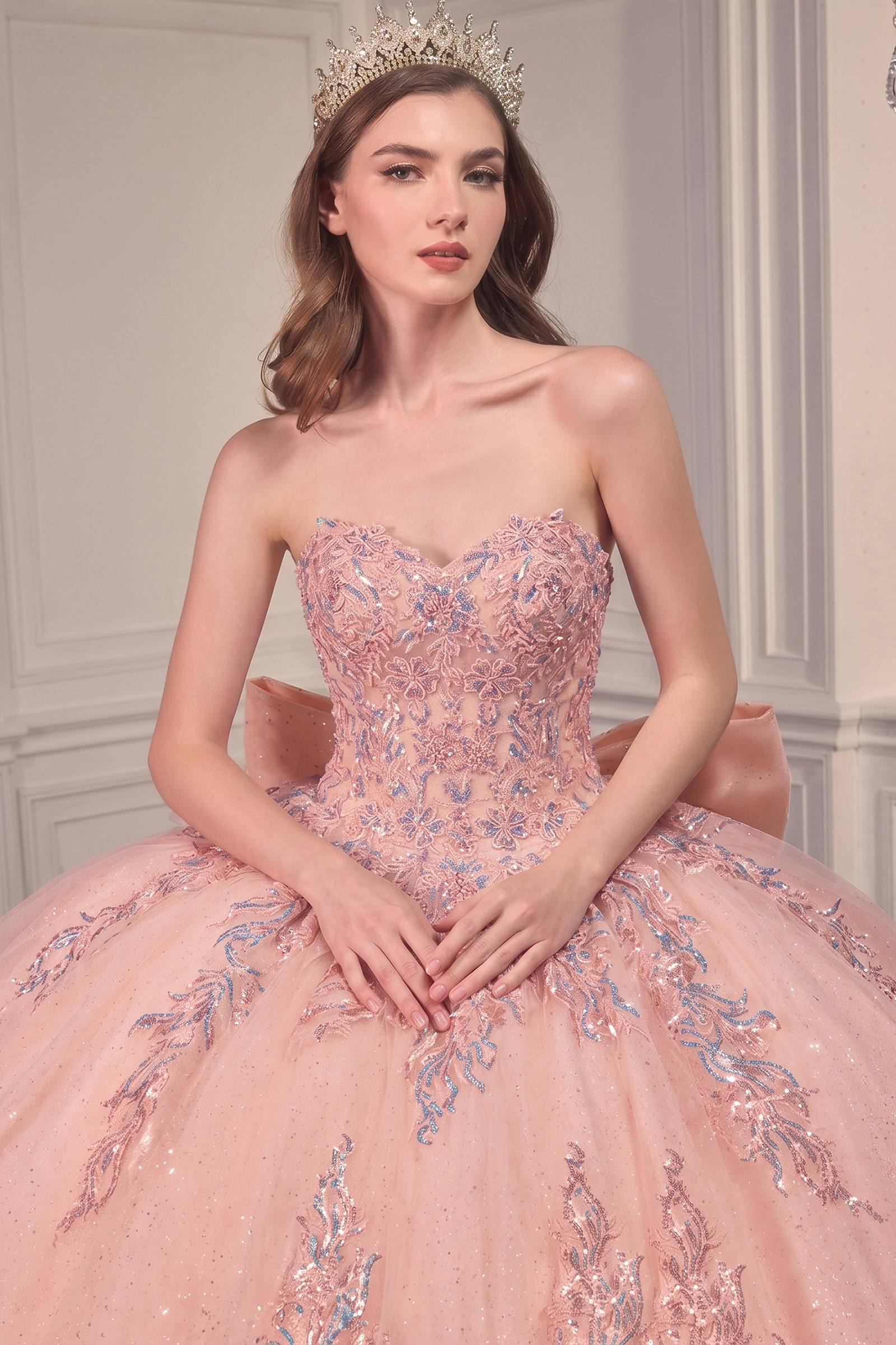 Ladivine 15715 Strapless Quinceanera Poofy A-Line Sweet 16 Gown - DestGlow