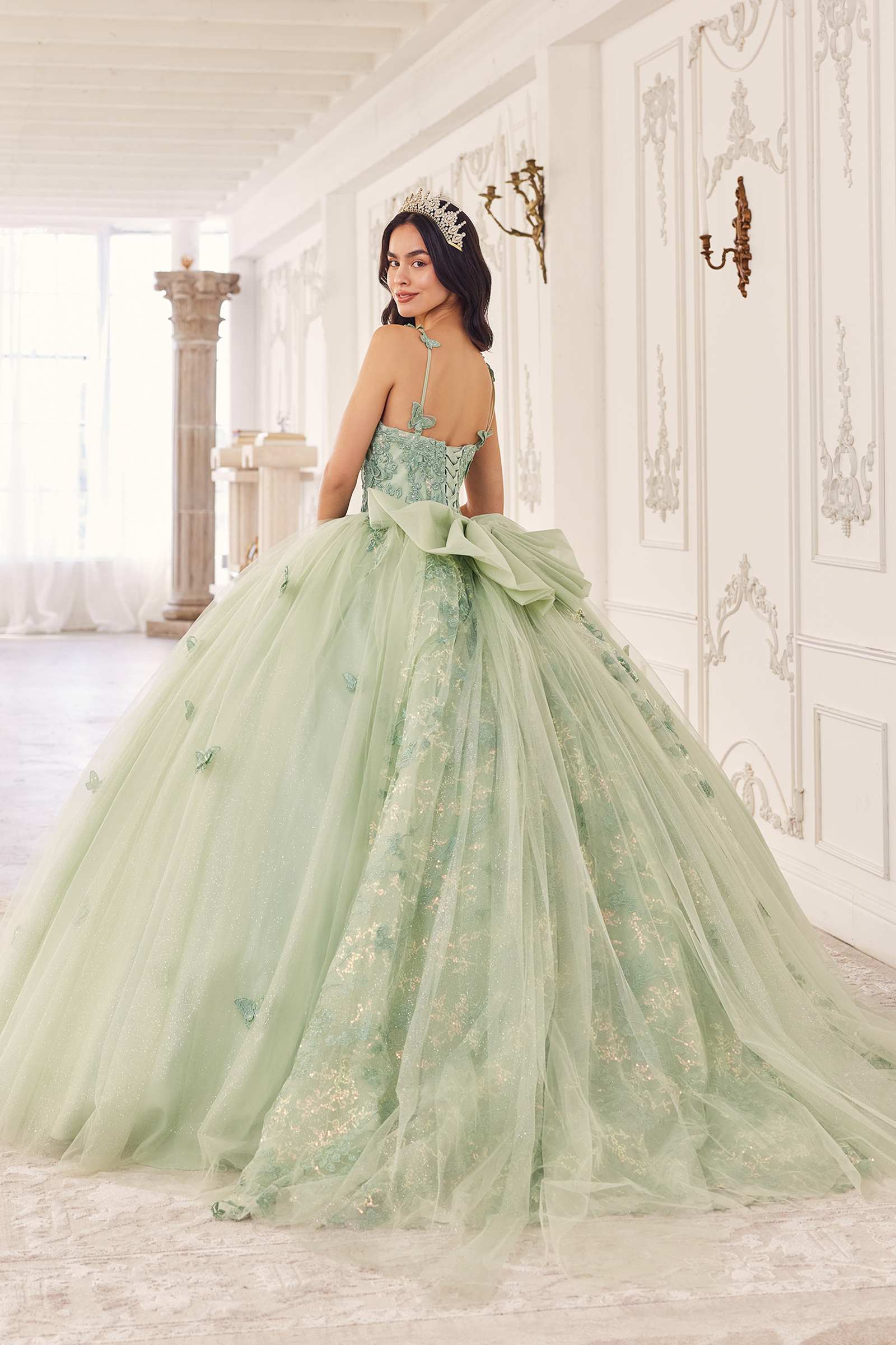 Ladivine 15718 Long Princess Layered Tulle 3D Applique Ball Gown by DiscountDressShop