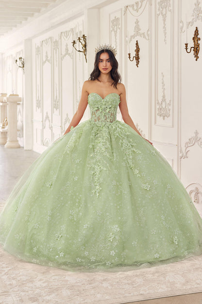Ladivine 15719 Long Poofy Quinceanera Gown With Tulle Cape by DiscountDressShop