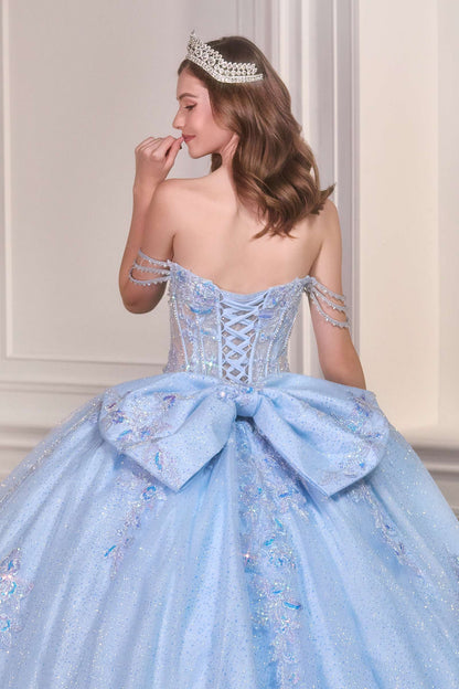 Ladivine 15735 Off the Shoulder Beaded Corset Bodice Quinceanera Ball Gown by DiscountDressShop
