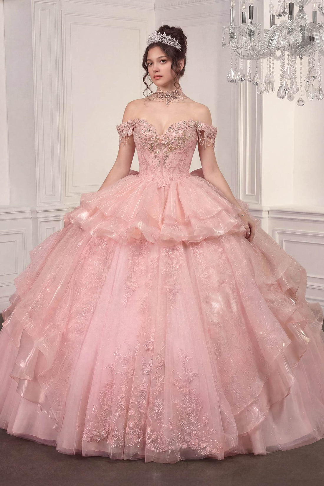 Ladivine 15742 Off the Shoulder Poofy Quinceanera Ball Gown  DestGlow