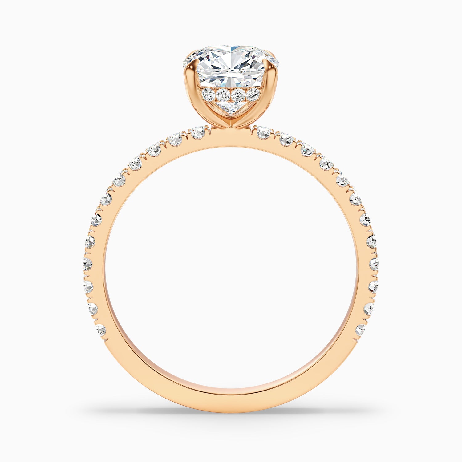 Gigi 2 Carat Cushion Cut Hidden Halo Pave Moissanite Diamond Ring in 18k Yellow Gold
