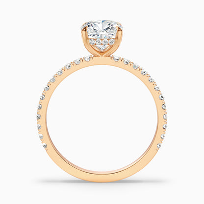 Gigi 1.5 Carat Cushion Cut Hidden Halo Pave Moissanite Diamond Ring in 14k Yellow Gold