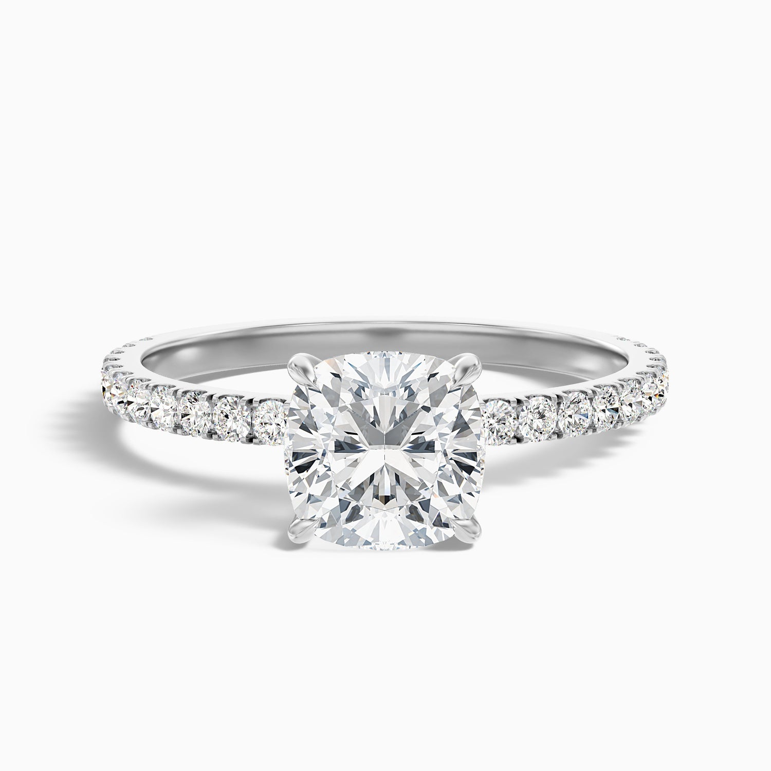 Gigi 1 Carat Cushion Cut Hidden Halo Pave Moissanite Diamond Ring in 14k Yellow Gold