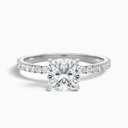 Gigi 3.5 Carat Cushion Cut Hidden Halo Pave Moissanite Diamond Ring in 925 Sterling Silver