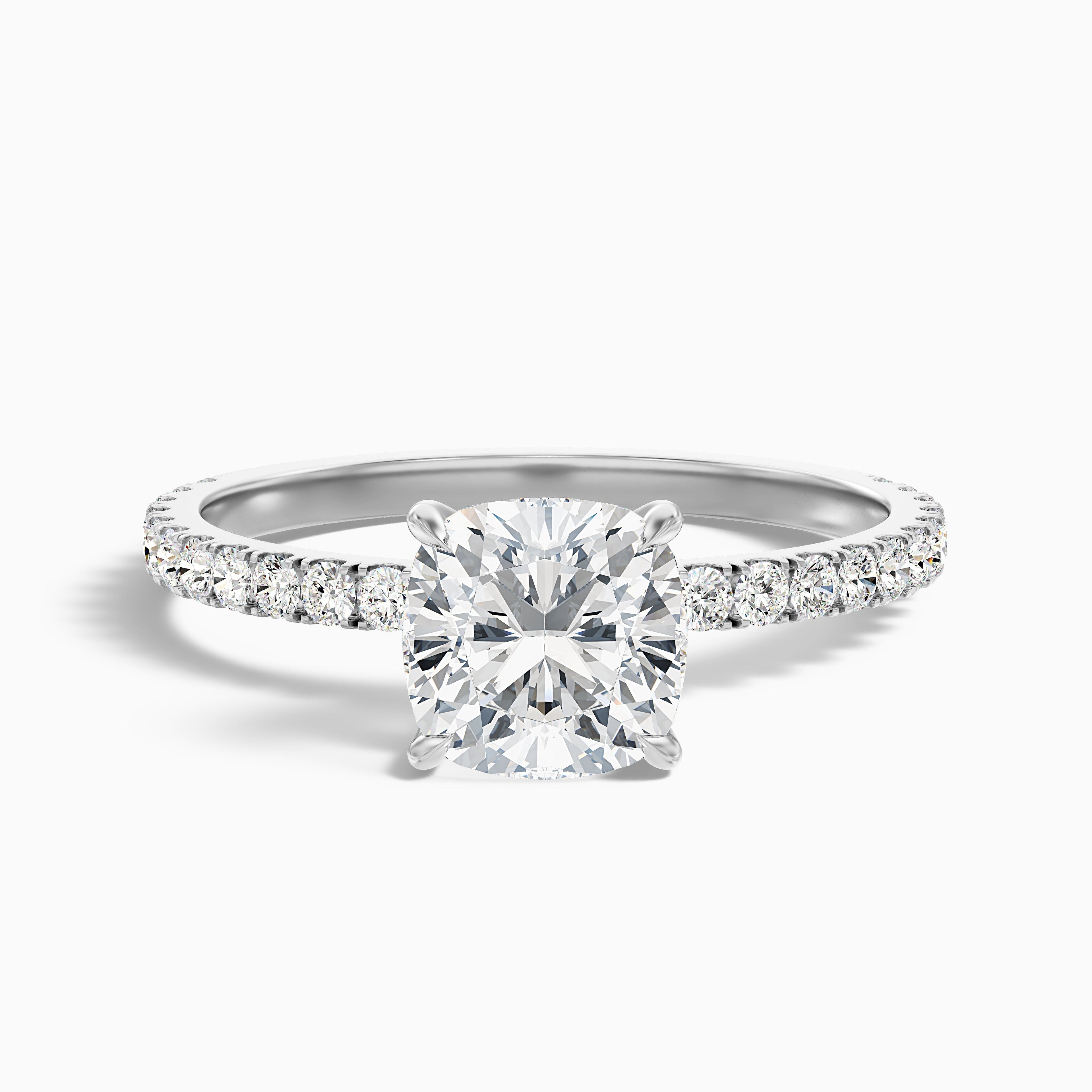 Gigi 4.5 Carat Cushion Cut Hidden Halo Pave Moissanite Diamond Ring in 925 Sterling Silver