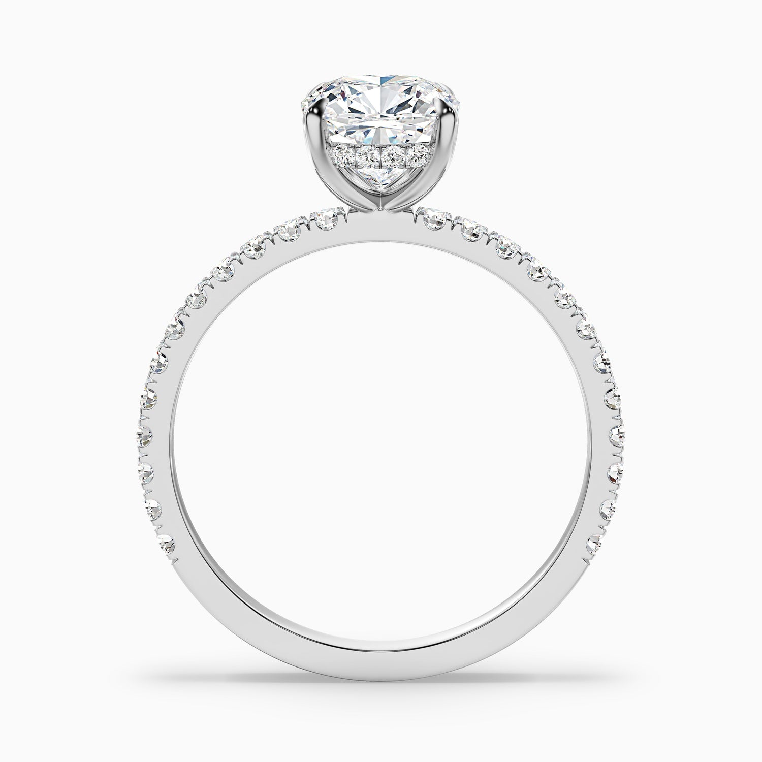Gigi 3.5 Carat Cushion Cut Hidden Halo Pave Moissanite Diamond Ring in 925 Sterling Silver