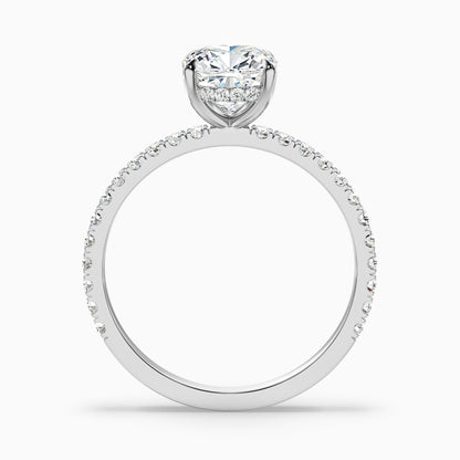 Gigi 5.5 Carat Cushion Cut Hidden Halo Pave Moissanite Diamond Ring in 14k Rose Gold