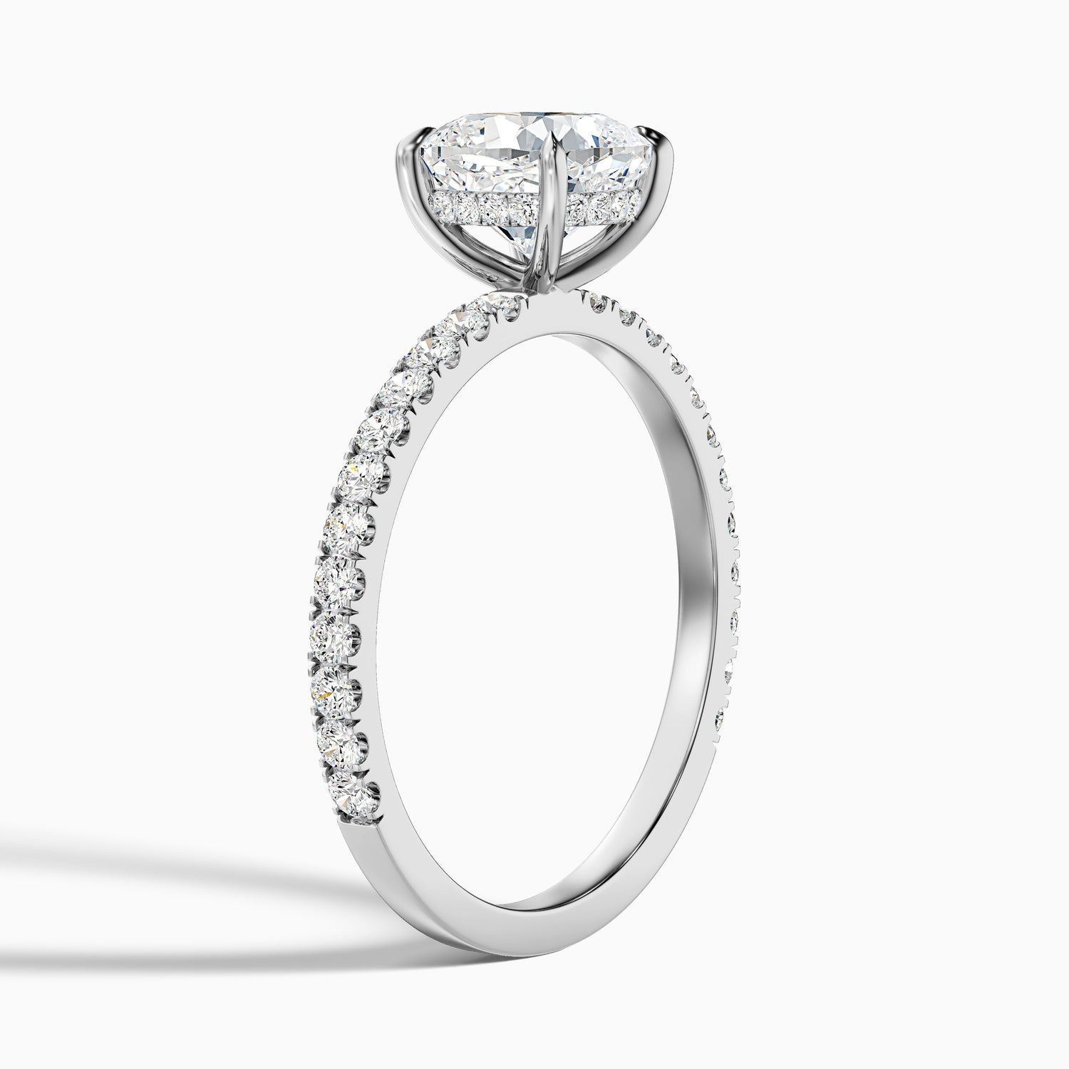 Gigi 3 Carat Cushion Cut Hidden Halo Pave Moissanite Diamond Ring in 925 Sterling Silver