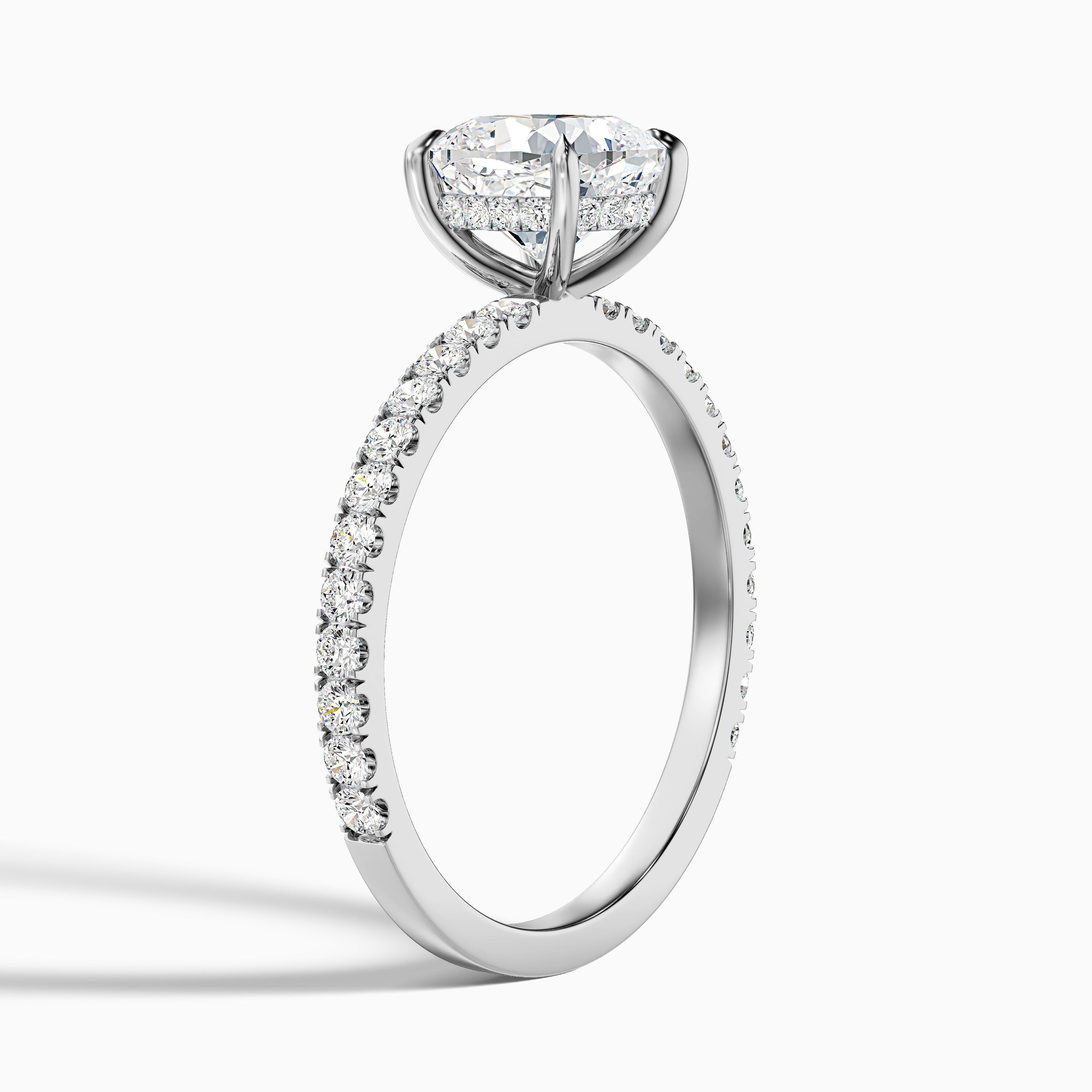 Gigi 4 Carat Cushion Cut Hidden Halo Pave Moissanite Diamond Ring in 18k Rose Gold