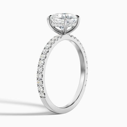Gigi 1 Carat Cushion Cut Hidden Halo Pave Moissanite Diamond Ring in 10k Rose Gold