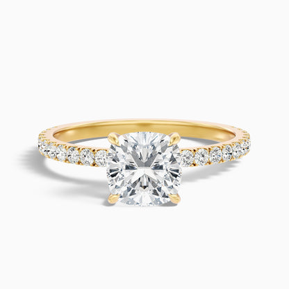 Gigi 4.5 Carat Cushion Cut Hidden Halo Pave Moissanite Diamond Ring in 925 Sterling Silver