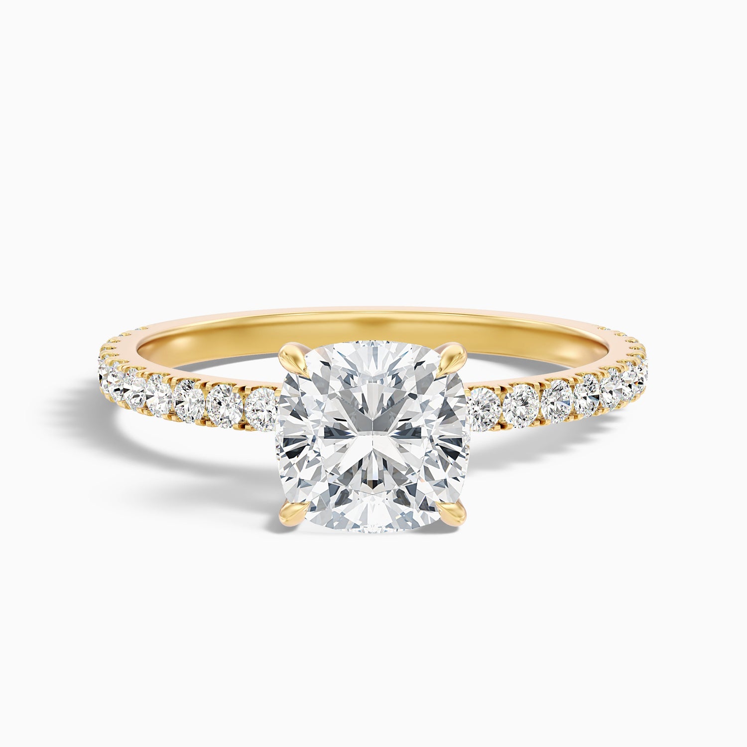 Gigi 4.5 Carat Cushion Cut Hidden Halo Pave Moissanite Diamond Ring in 10k White Gold