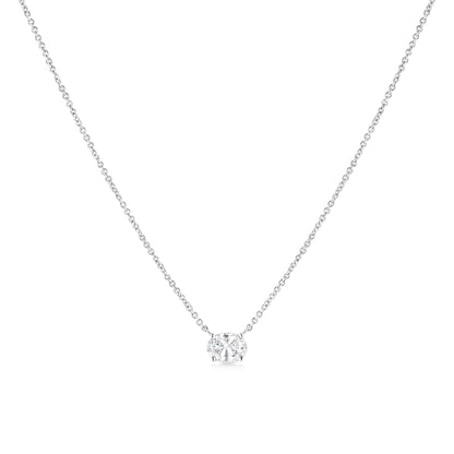 14K White Gold 1/2 Cttw Lab Grown Oval Shape Solitaire Diamond East West 18" Pendant Necklace (E-F Color, VS1-VS2 Clarity) by Bids.com