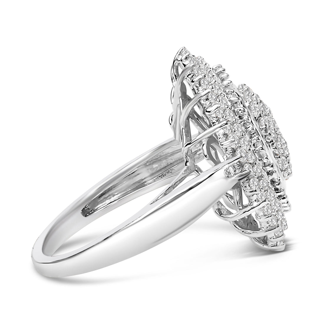 Sterling Silver 2.0 Cttw Diamond Oval Halo Cocktail Ring - DestGlow