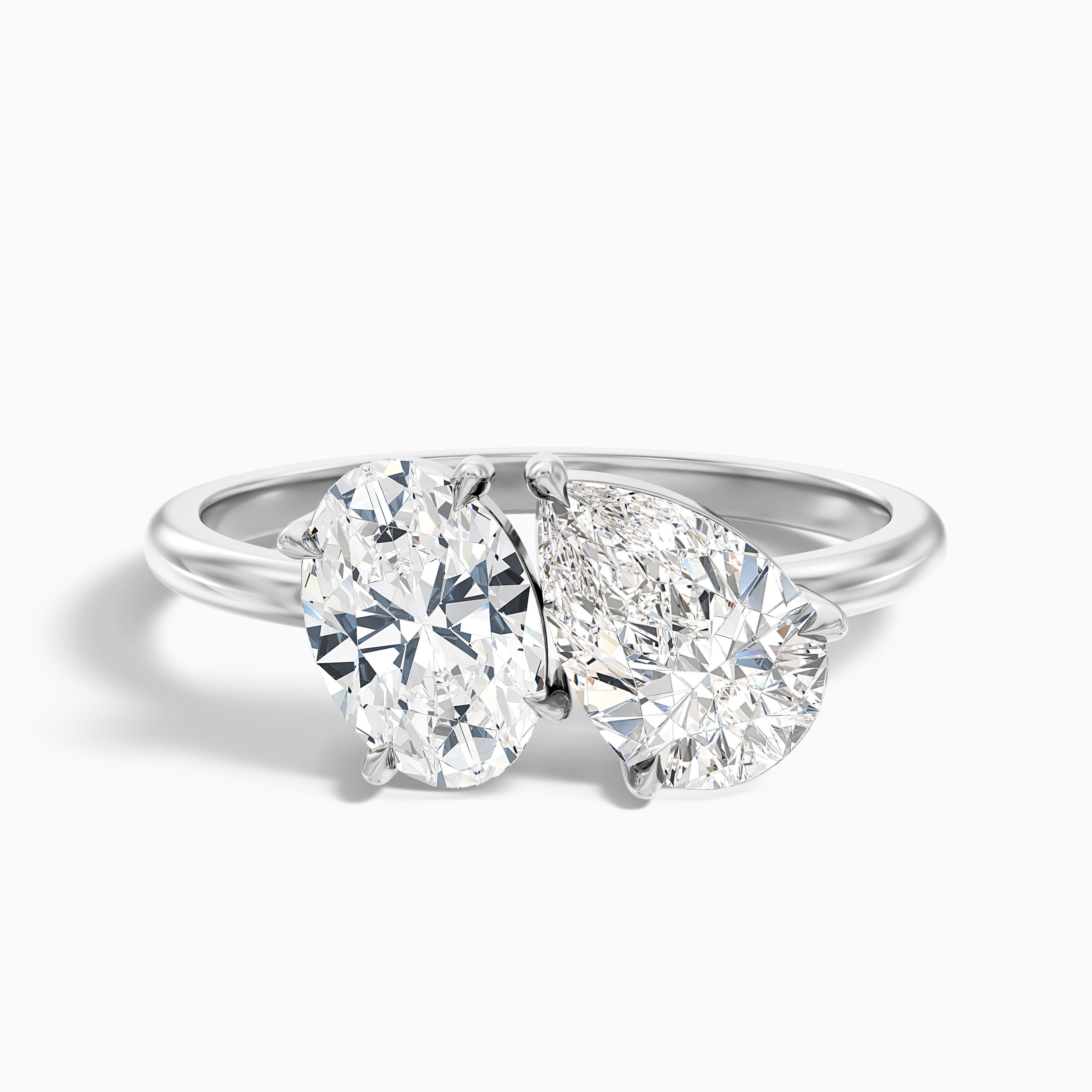 Heidi Toi Et Moi Ring in 10k Yellow Gold With Oval and Pear Two Stone Moissanite Diamond (4.5 Ct. Tw.)