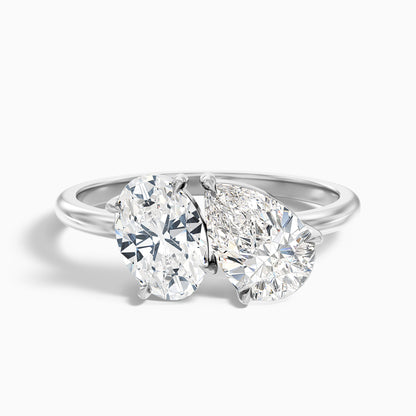 Heidi Toi Et Moi Ring in 10k Yellow Gold With Oval and Pear Two Stone Moissanite Diamond (4 Ct. Tw.)