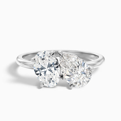 Heidi Toi Et Moi Ring in 925 Sterling Silver With Oval and Pear Two Stone Moissanite Diamond (5 Ct. Tw.)