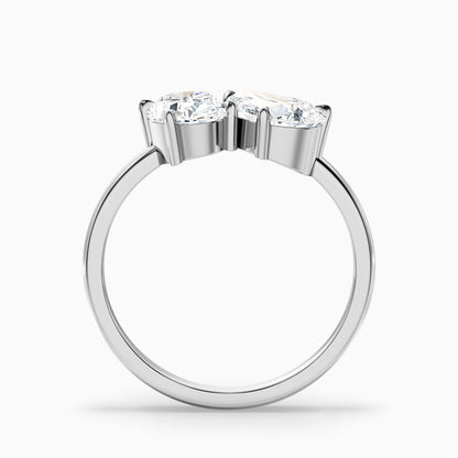 Heidi Toi Et Moi Ring in 18k Yellow Gold With Oval and Pear Two Stone Moissanite Diamond (1 Ct. Tw.)