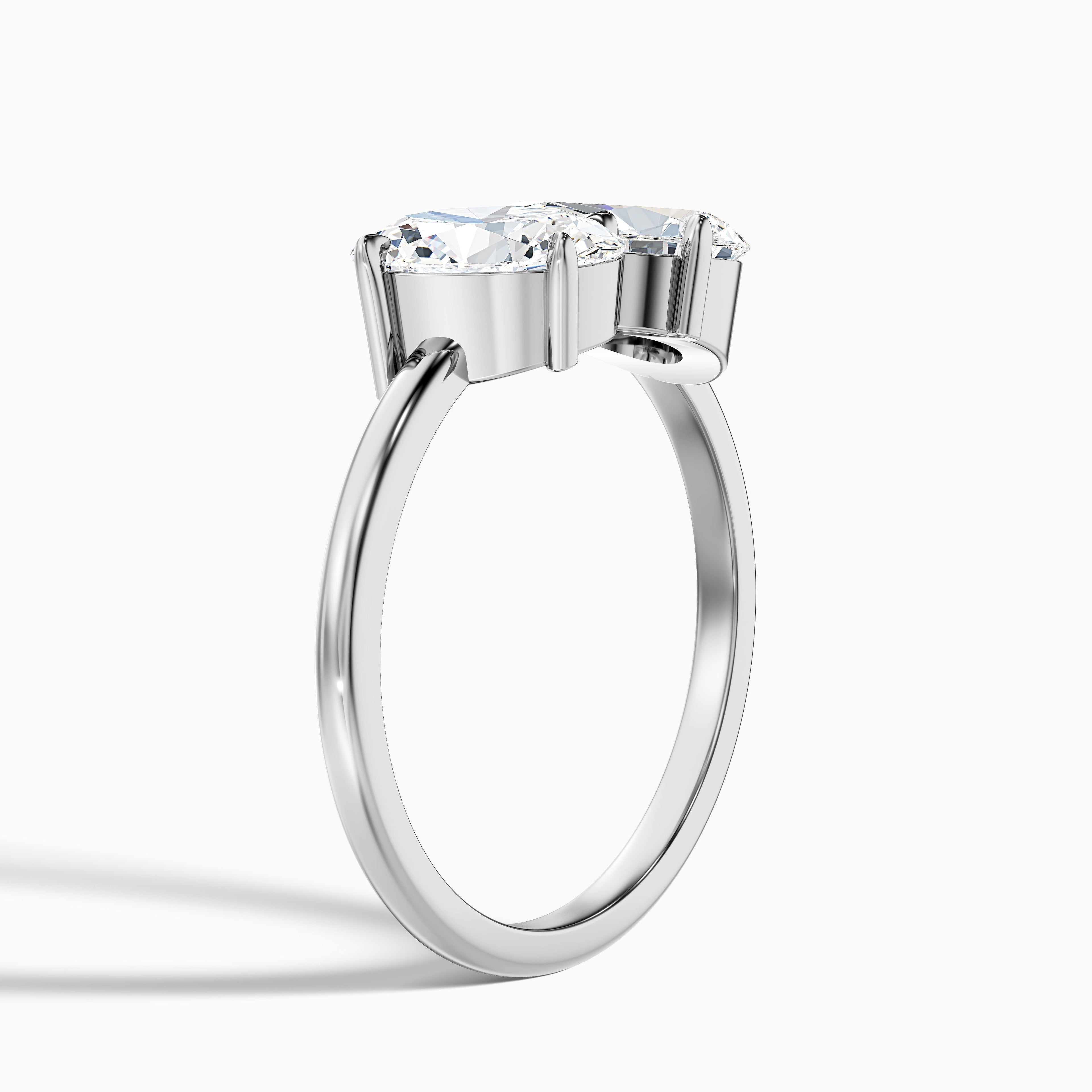 Heidi Toi Et Moi Ring in 10k Rose Gold With Oval and Pear Two Stone Moissanite Diamond (4.5 Ct. Tw.)