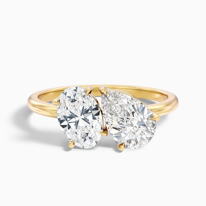 Heidi Toi Et Moi Ring in 18k White Gold With Oval and Pear Two Stone Moissanite Diamond (4 Ct. Tw.)