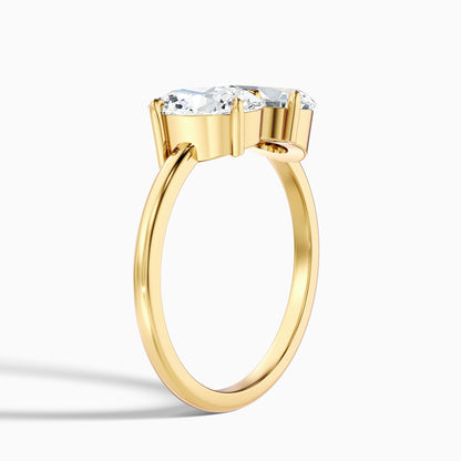 Heidi Toi Et Moi Ring in 925 Sterling Silver With Oval and Pear Two Stone Moissanite Diamond (3.5 Ct. Tw.)