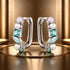925 Sterling Silver Earrings with Nano Opal, Shell Pearl and Glass, 1.4cm for Women  DestGlow