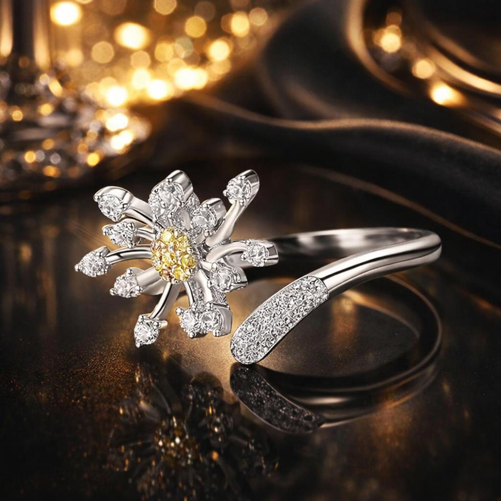 925 Sterling Silver Ring with Plated Platinum and Pavé Setting CZ by Bids.com