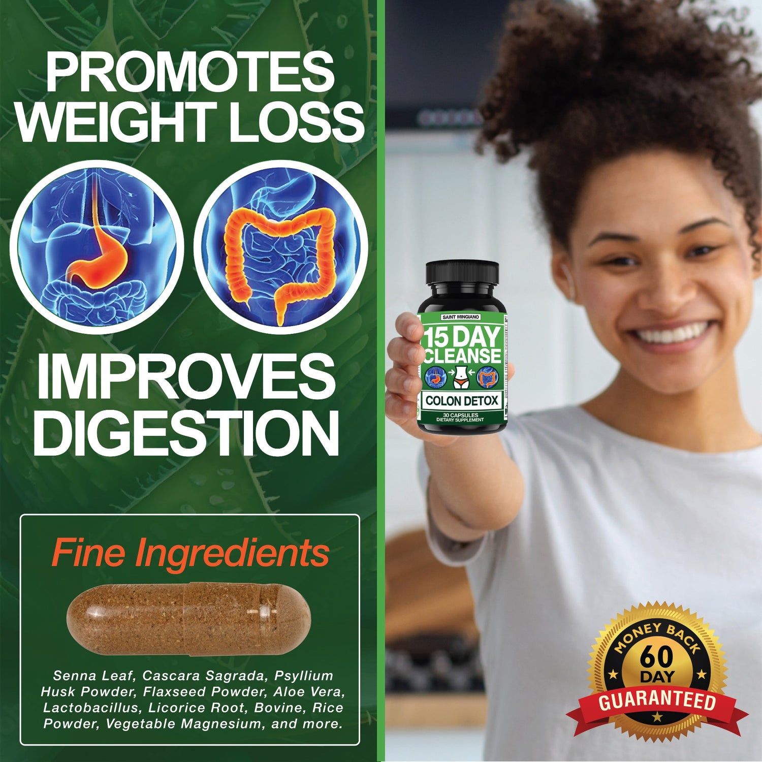 3 x Bundle - 15 Day Cleanse | Colon Cleanse &amp; Detox by Saint Mingiano - Supplements &amp; Wellness Dedicated to Holistic Health