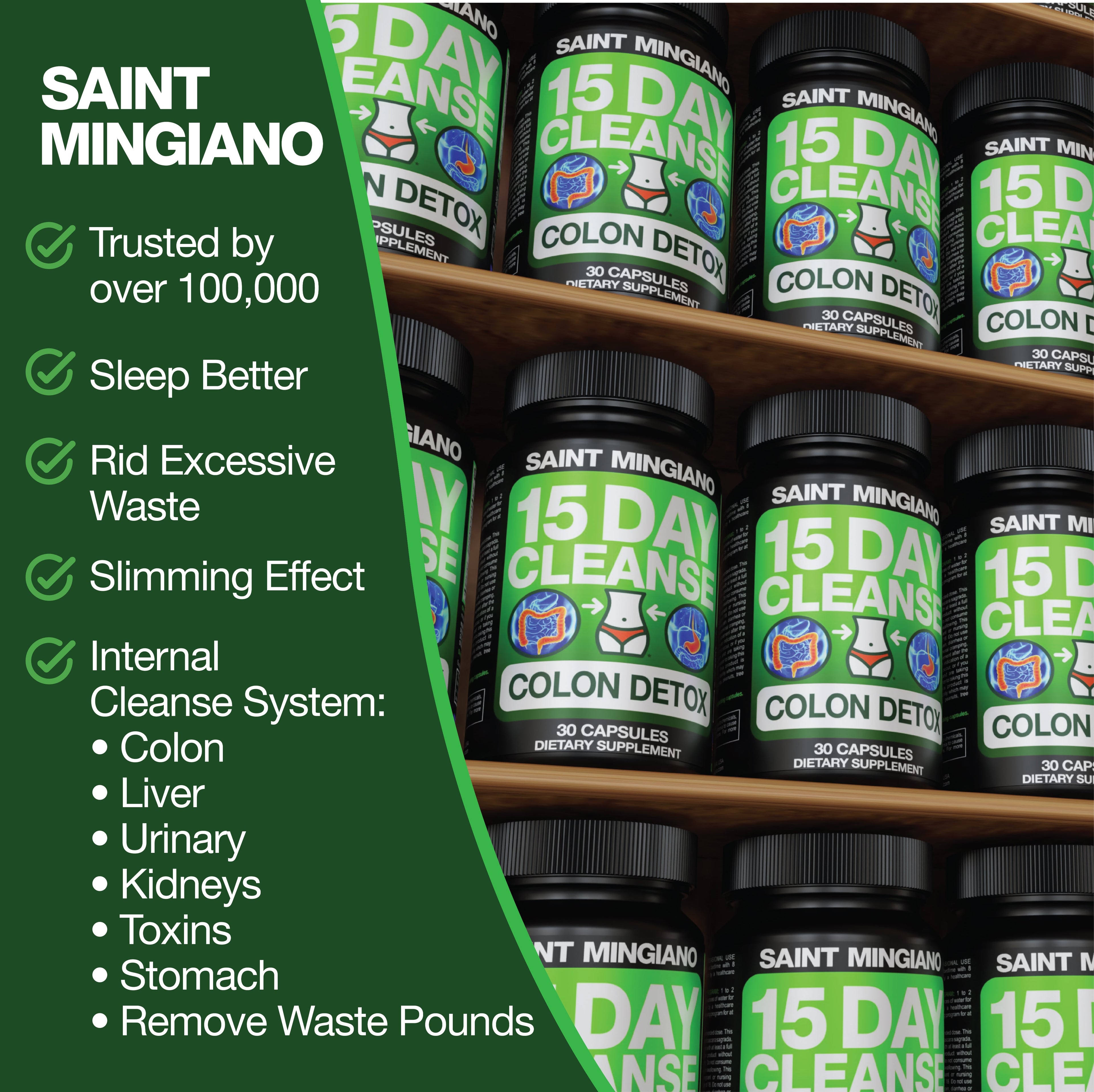 3 x Bundle - 15 Day Cleanse | Colon Cleanse &amp; Detox by Saint Mingiano - Supplements &amp; Wellness Dedicated to Holistic Health