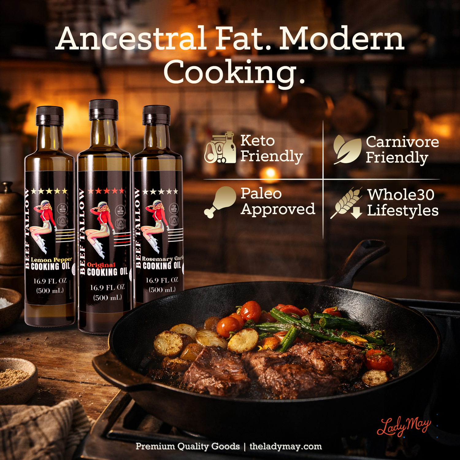 Premium Grass-Fed Beef Tallow Cooking Oil - Restaurant-Proven | Choose Your Flavor - DestGlow