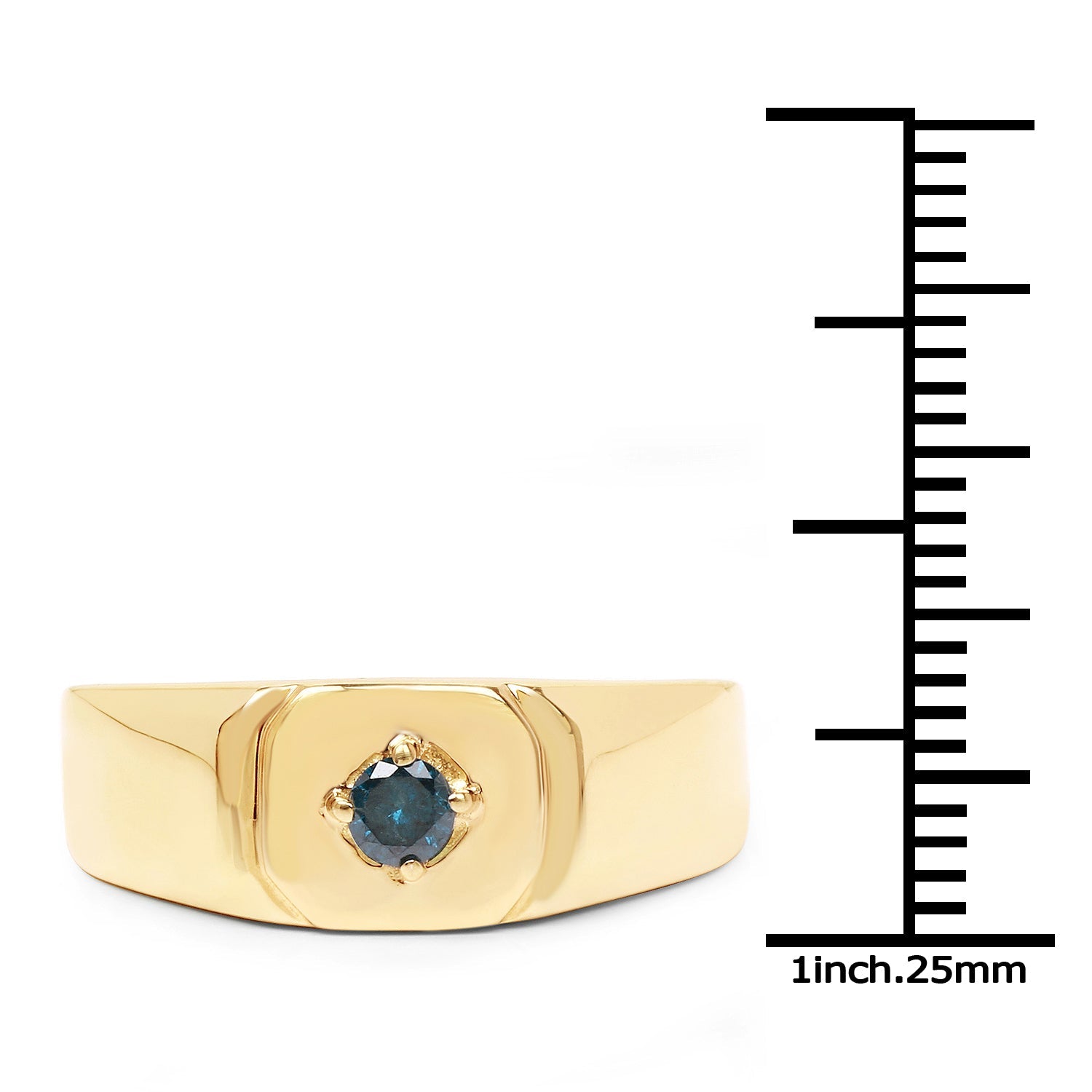 14K Yellow Gold Plated 0.20 Carat Genuine Blue Diamond .925 Sterling Silver Ring by Bids.com