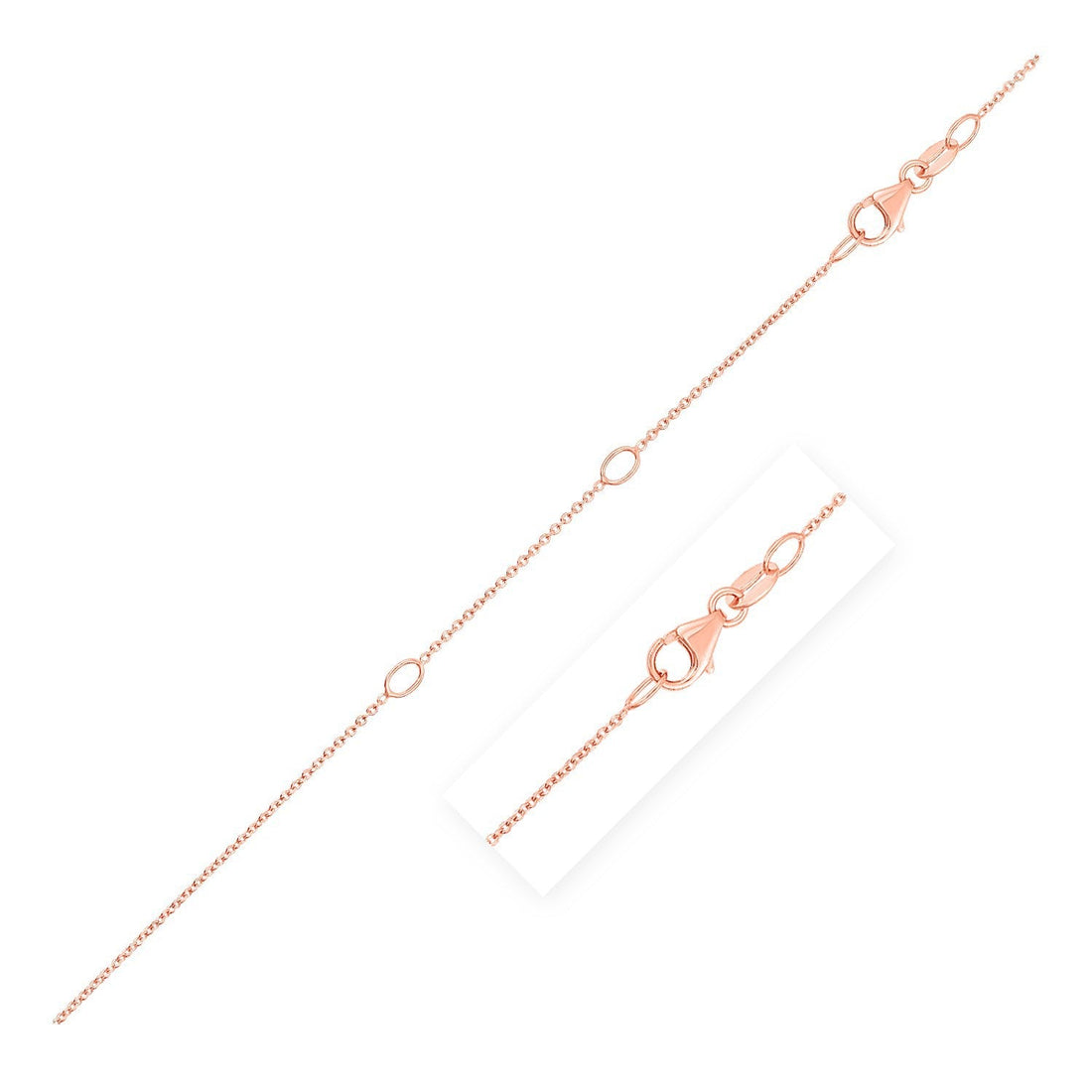 Double Extendable Cable Chain in 14k Rose Gold (1.0mm) by Bids.com