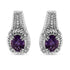 .925 Sterling Silver 8x6 MM Natural Oval Purple Amethyst Gemstone and Diamond Accent Art Deco Style Drop and Dangle Earrings (I-J Color, I1-I2 Clarity) by Bids.com