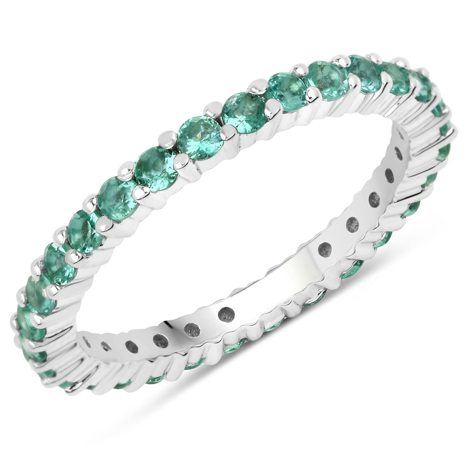 1.02 Carat Genuine Zambian Emerald 14K White Gold Ring  DestGlow