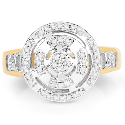 14K Yellow Gold Plated 0.21 Carat Genuine White Diamond .925 Sterling Silver Ring by Bids.com
