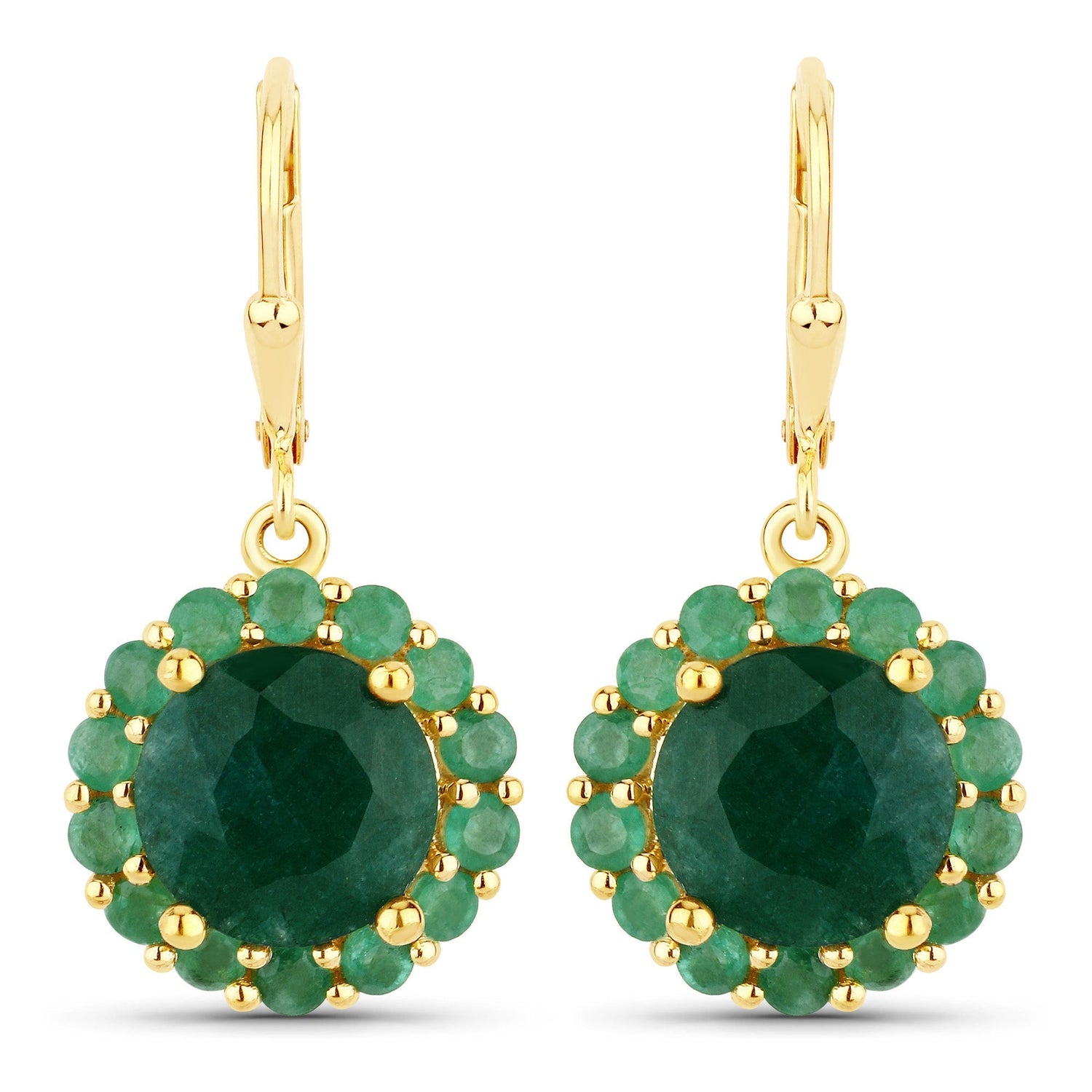 8.54 Carat Dyed Emerald and Emerald .925 Sterling Silver Earrings  DestGlow