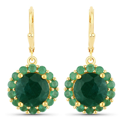 8.54 Carat Dyed Emerald and Emerald .925 Sterling Silver Earrings  DestGlow