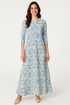 Fitted Bodice Maxi Summer Dress with 3/4 Sleeves with Pockets by Kosher Casual USA