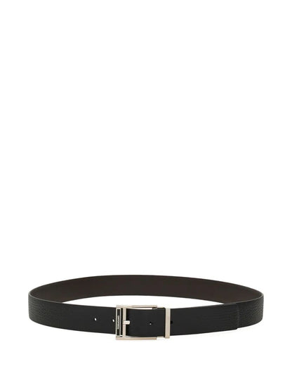 Ferragamo Men Square Buckle Reversible And Adjustable Grained Leather Belt by Luosophy