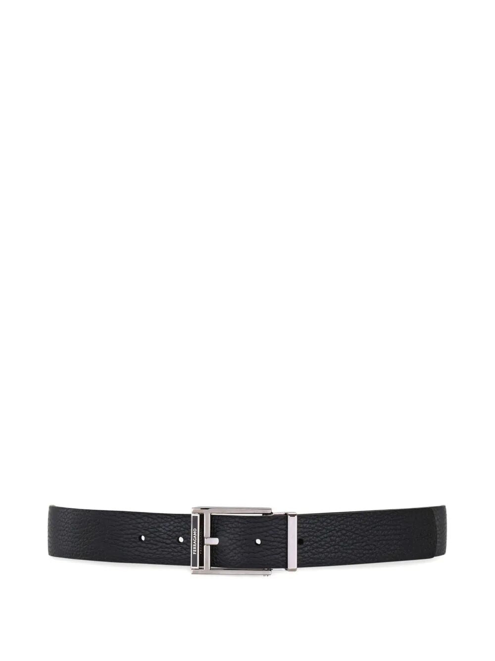 Ferragamo Men Square Buckle Reversible And Adjustable Grained Leather Belt by Luosophy